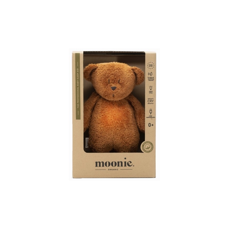 Moonie - Plišasta igrača z melodijo in svetilko medvedek organic caramel natur