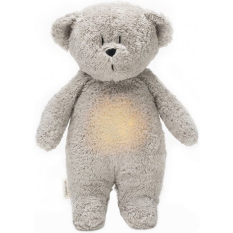 Moonie - Plišasta igrača z melodijo in svetilko medvedek organic siva natur
