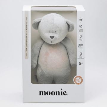 Moonie - Plišasta igrača z melodijo in svetilko medvedek srebrna