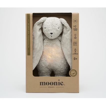 Moonie - Plišasta igrača z melodijo in svetilko zajček 2.0 organic siva