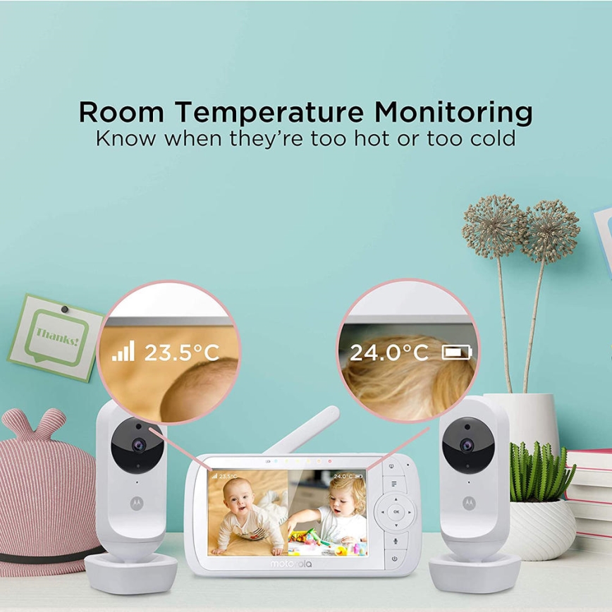 Motorola VM35-2 - Polnilna video otroška varuška z 2 kamerama 2000 mAh