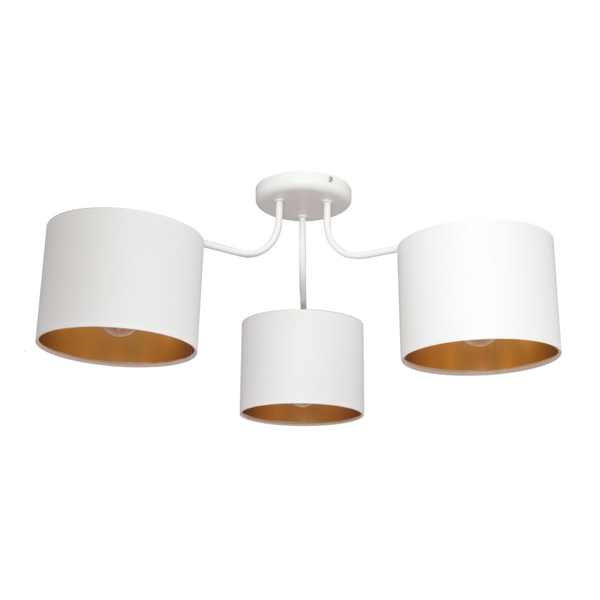 Nadgradni lestenec ALBA 3xE27/15W/230V belo/zlat