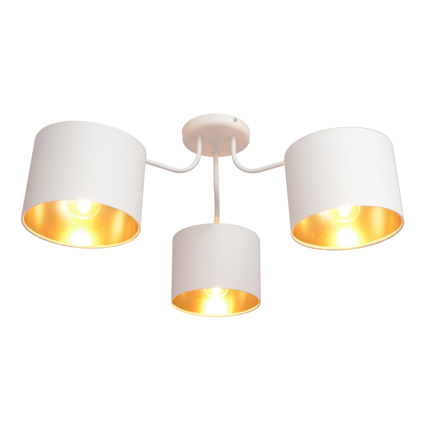 Nadgradni lestenec ALBA 3xE27/15W/230V belo/zlat