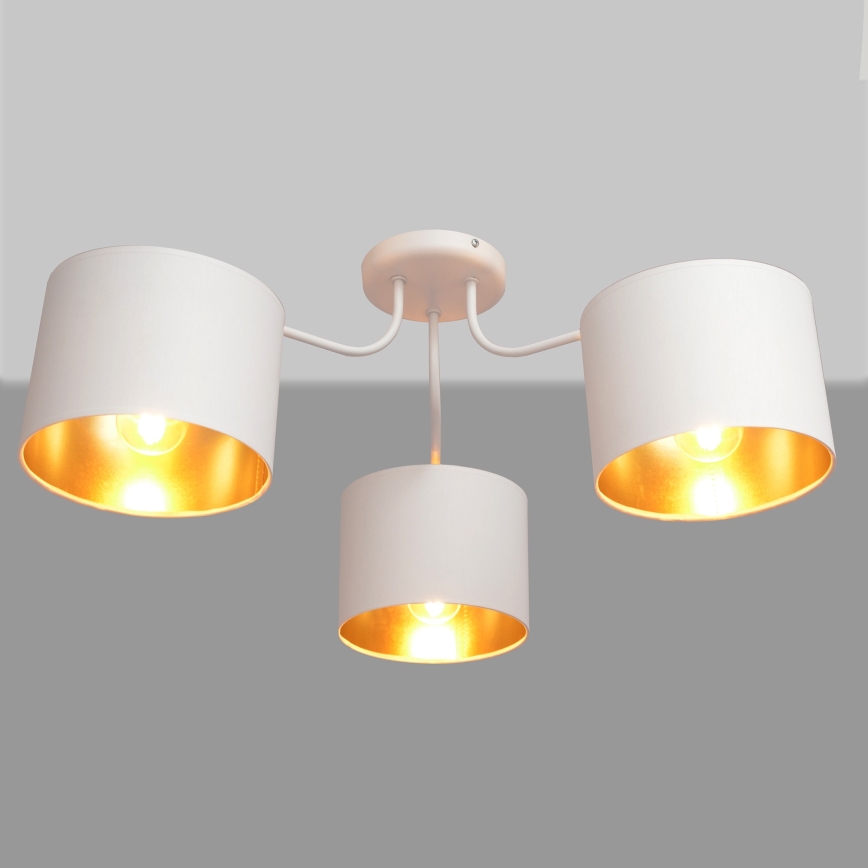Nadgradni lestenec ALBA 3xE27/15W/230V belo/zlat