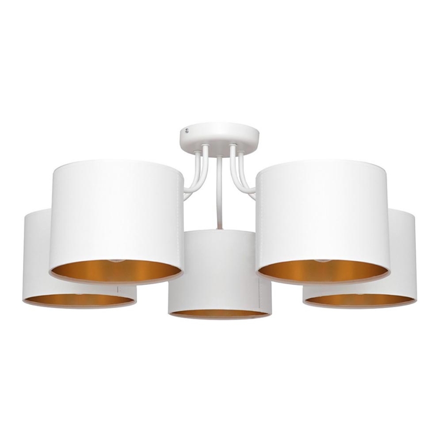 Nadgradni lestenec ALBA 5xE27/15W/230V belo/zlat