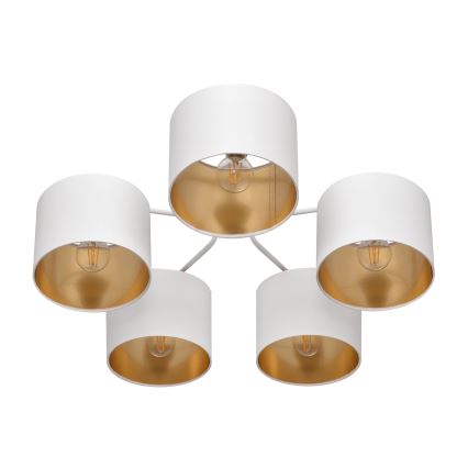 Nadgradni lestenec ALBA 5xE27/15W/230V belo/zlat