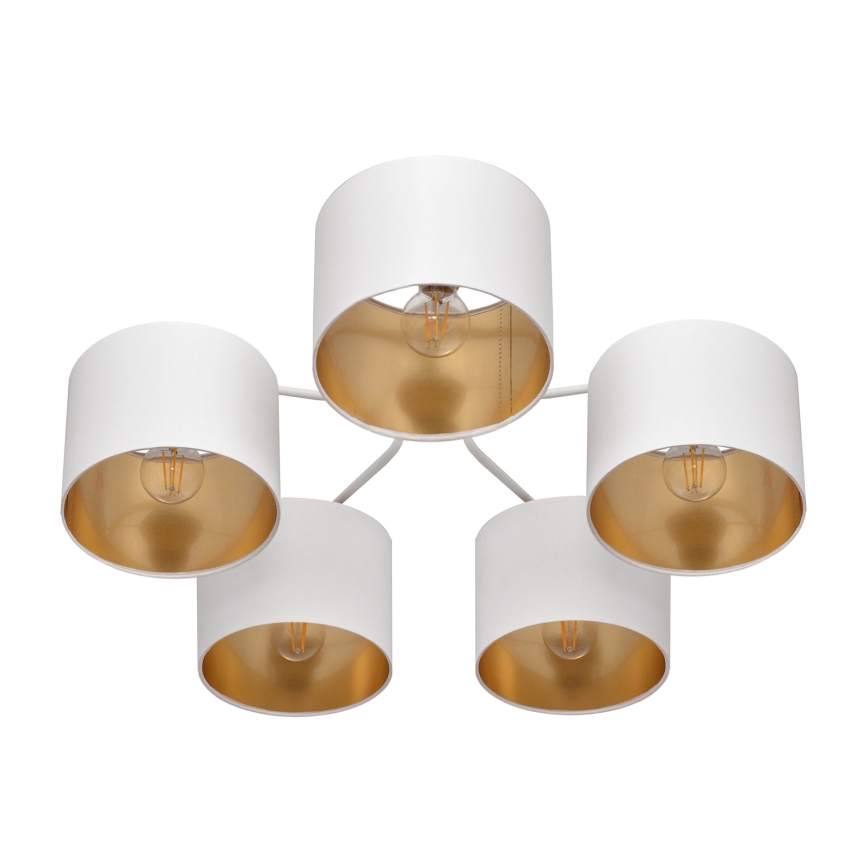 Nadgradni lestenec ALBA 5xE27/15W/230V belo/zlat