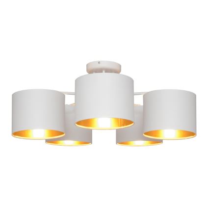 Nadgradni lestenec ALBA 5xE27/15W/230V belo/zlat