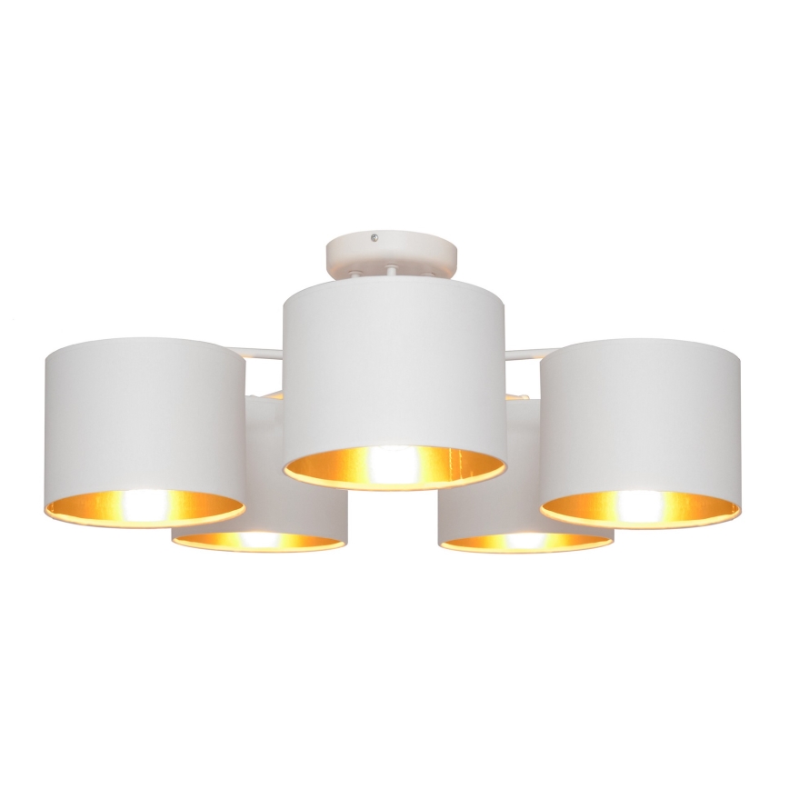 Nadgradni lestenec ALBA 5xE27/15W/230V belo/zlat