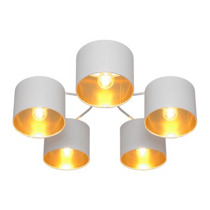Nadgradni lestenec ALBA 5xE27/15W/230V belo/zlat