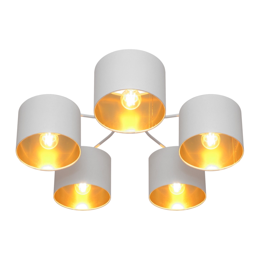 Nadgradni lestenec ALBA 5xE27/15W/230V belo/zlat