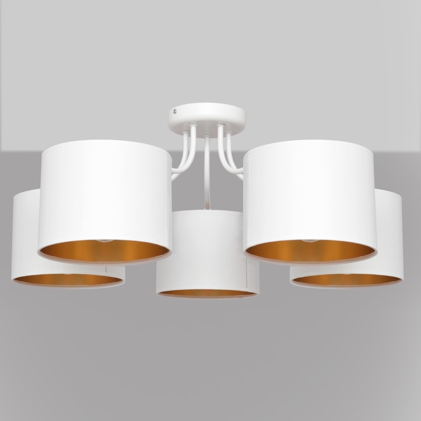 Nadgradni lestenec ALBA 5xE27/15W/230V belo/zlat