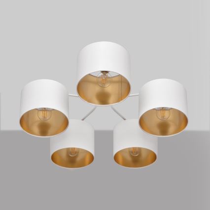 Nadgradni lestenec ALBA 5xE27/15W/230V belo/zlat