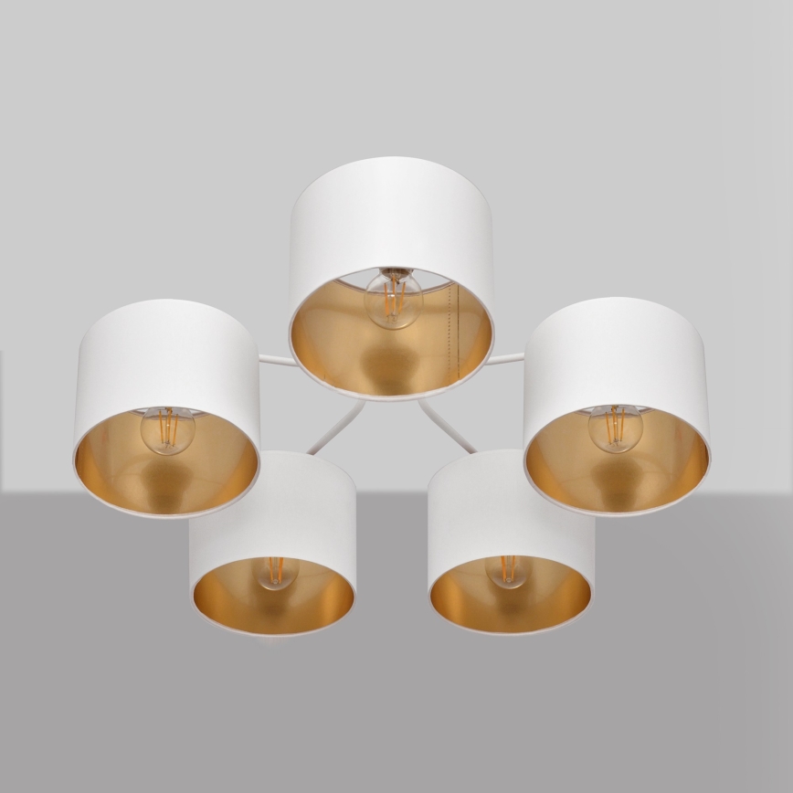 Nadgradni lestenec ALBA 5xE27/15W/230V belo/zlat