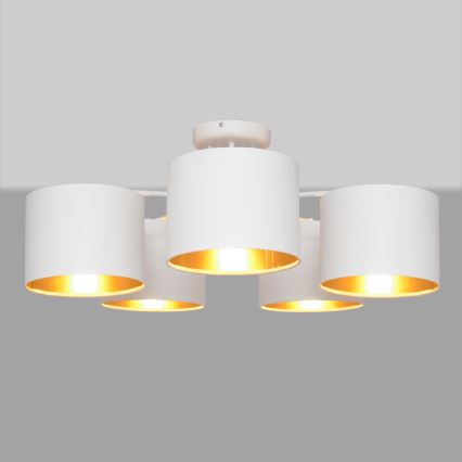 Nadgradni lestenec ALBA 5xE27/15W/230V belo/zlat