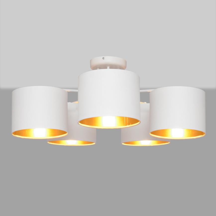 Nadgradni lestenec ALBA 5xE27/15W/230V belo/zlat