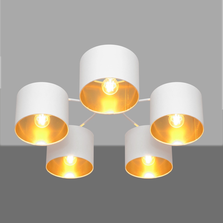 Nadgradni lestenec ALBA 5xE27/15W/230V belo/zlat