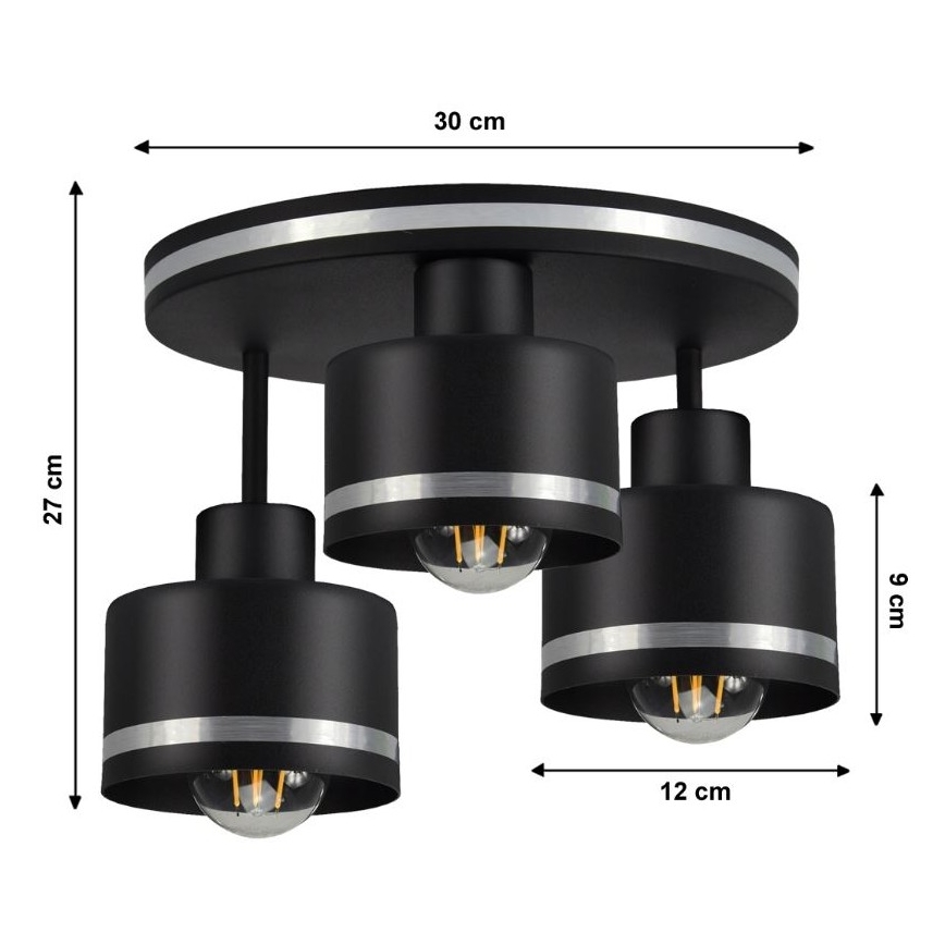 Nadgradni lestenec BODO SILVER 3xE27/60W/230V