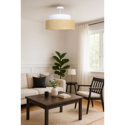 Nadgradni lestenec BOHO 1xE27/60W/230V bela/bež
