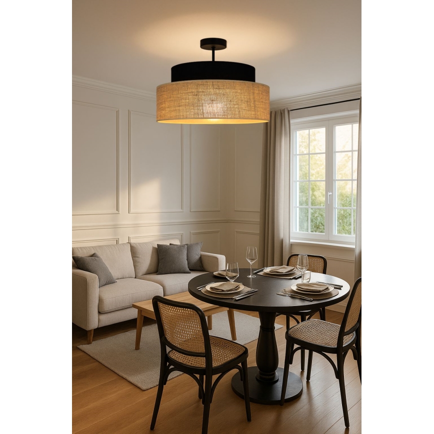 Nadgradni lestenec BOHO 1xE27/60W/230V črna/bež