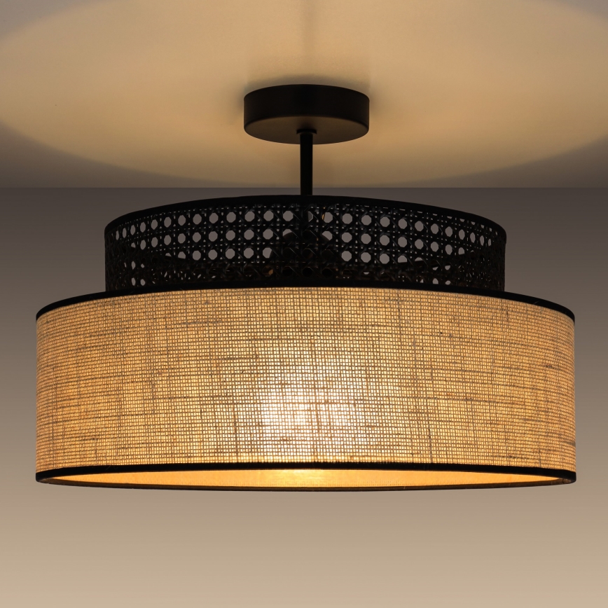 Nadgradni lestenec BOHO 1xE27/60W/230V črna/ratan