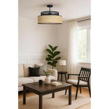 Nadgradni lestenec BOHO 1xE27/60W/230V črna/ratan