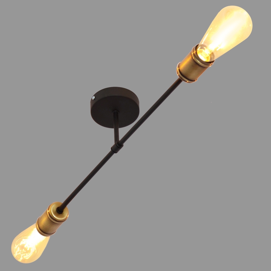Nadgradni lestenec CAMBRIDGE 2xE27/15W/230V črna/zlata
