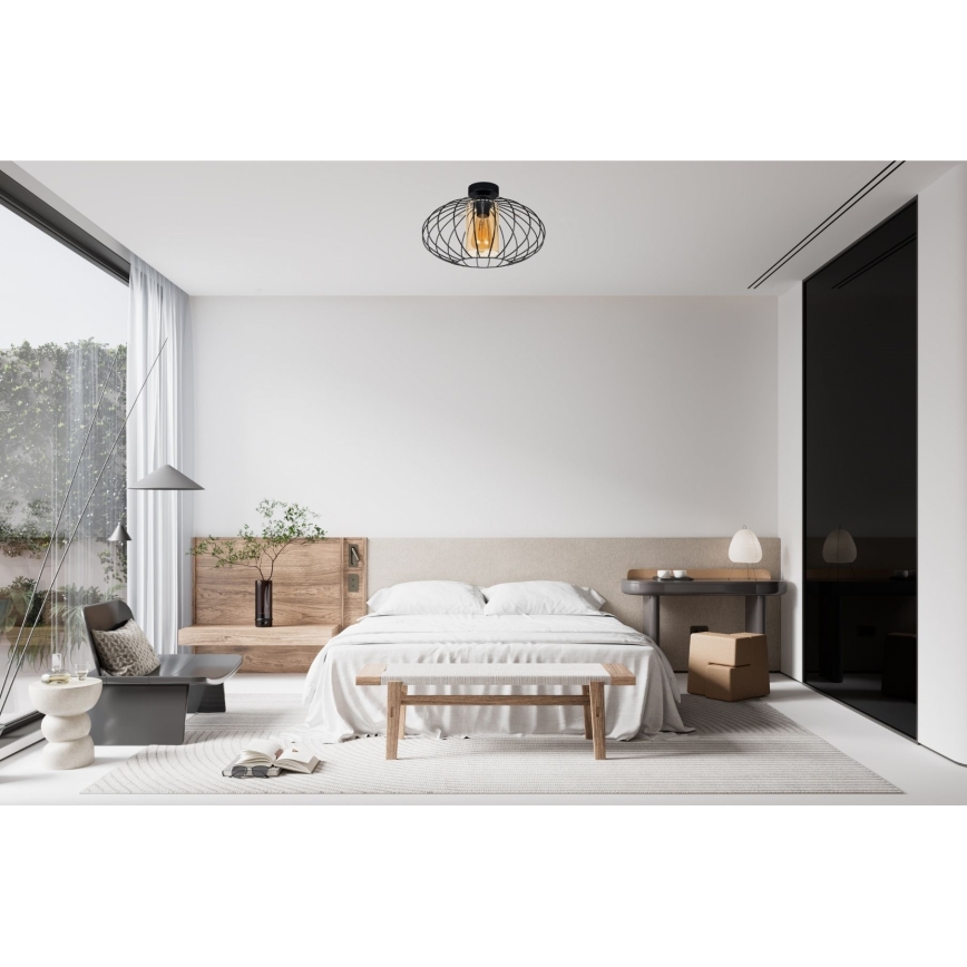 Lestenec CORRINI 1xE27/60W/230V pr. 34 cm črna/bež