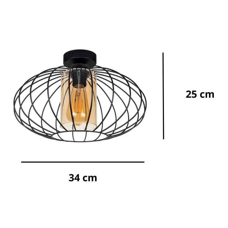 Lestenec CORRINI 1xE27/60W/230V pr. 34 cm črna/bež