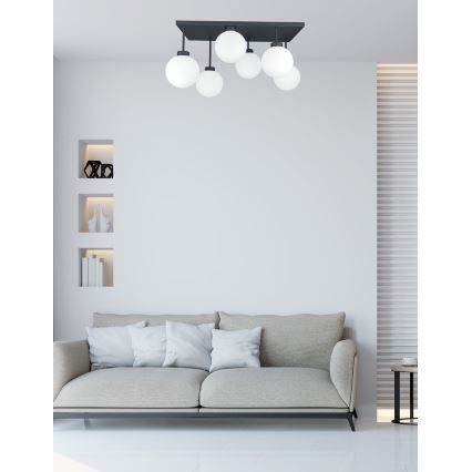 Nadgradni lestenec DEA 6xE14/60W/230V črna/bela