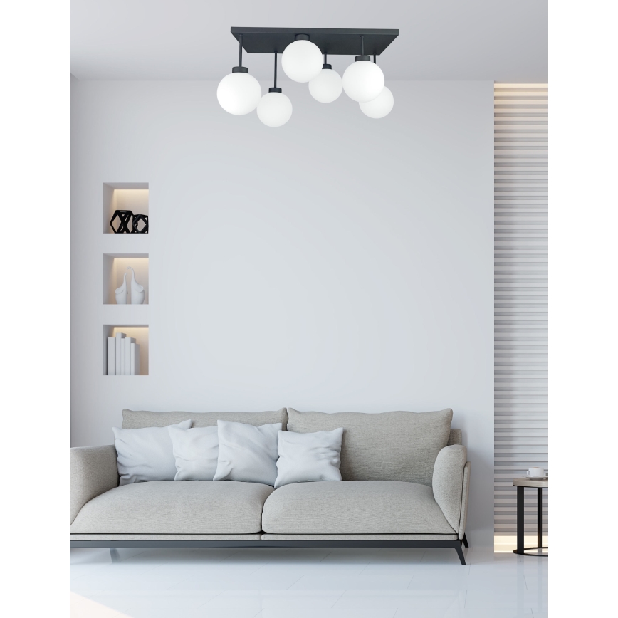 Nadgradni lestenec DEA 6xE14/60W/230V črna/bela
