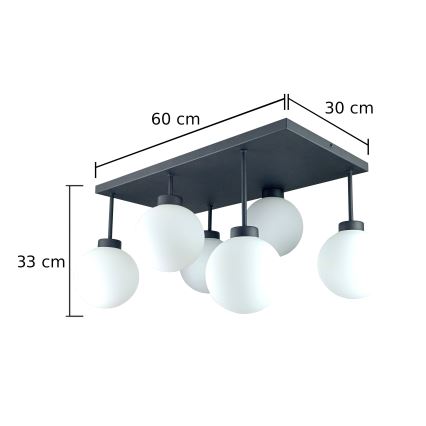 Nadgradni lestenec DEA 6xE14/60W/230V črna/bela