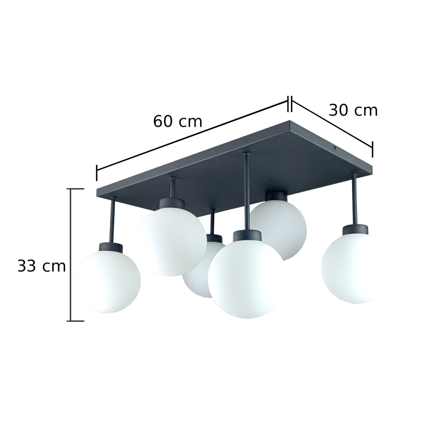 Nadgradni lestenec DEA 6xE14/60W/230V črna/bela