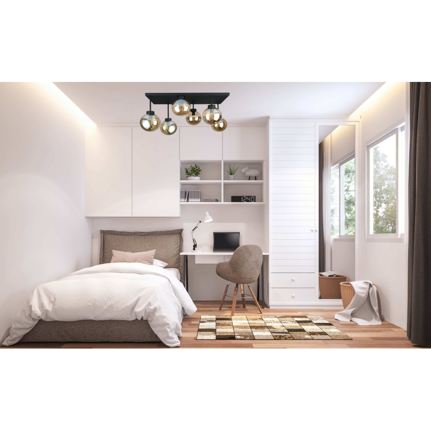 Nadgradni lestenec DEA 6xE14/60W/230V črna/dimna bež
