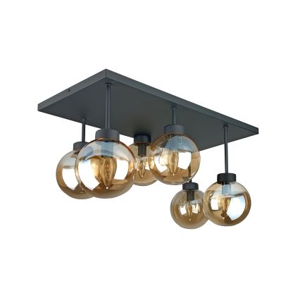 Nadgradni lestenec DEA 6xE14/60W/230V črna/dimna bež
