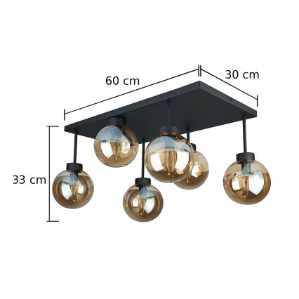 Nadgradni lestenec DEA 6xE14/60W/230V črna/dimna bež