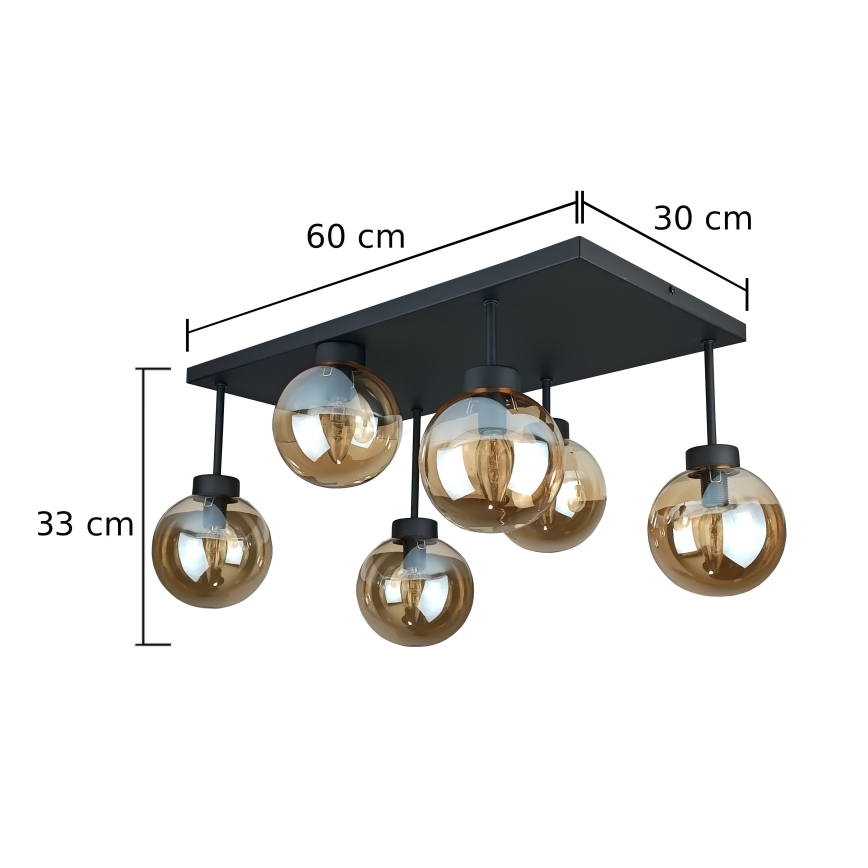 Nadgradni lestenec DEA 6xE14/60W/230V črna/dimna bež