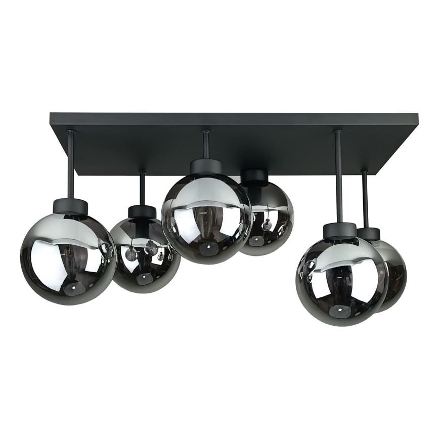 Nadgradni lestenec DEA 6xE14/60W/230V črna/dimna črna