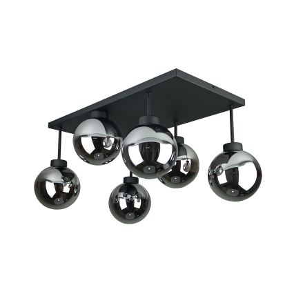 Nadgradni lestenec DEA 6xE14/60W/230V črna/dimna črna
