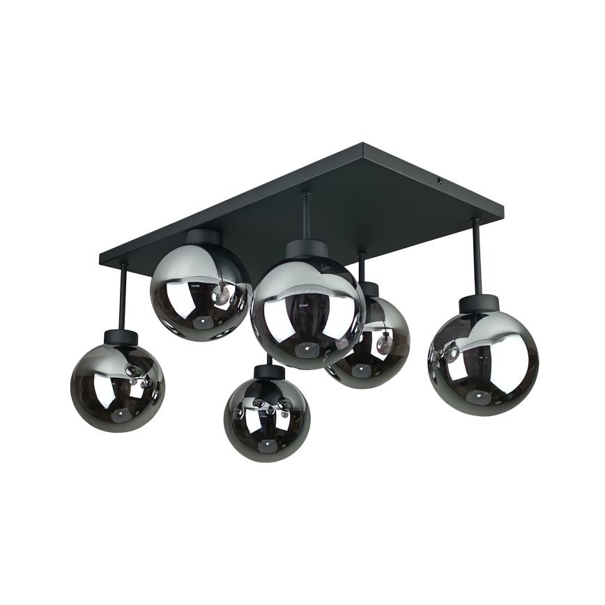 Nadgradni lestenec DEA 6xE14/60W/230V črna/dimna črna