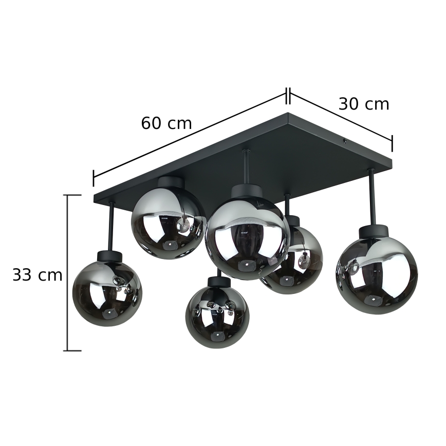 Nadgradni lestenec DEA 6xE14/60W/230V črna/dimna črna