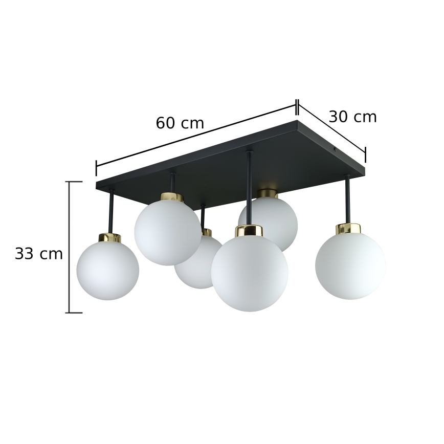Nadgradni lestenec DEA 6xE14/60W/230V črna/zlata/bela