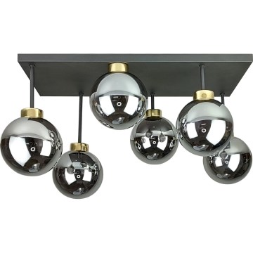 Nadgradni lestenec DEA 6xE14/60W/230V črna/zlata/dimna črna
