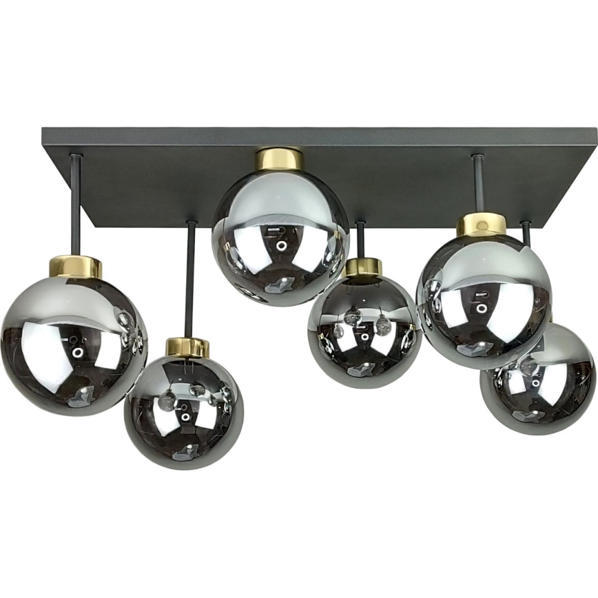 Nadgradni lestenec DEA 6xE14/60W/230V črna/zlata/dimna črna