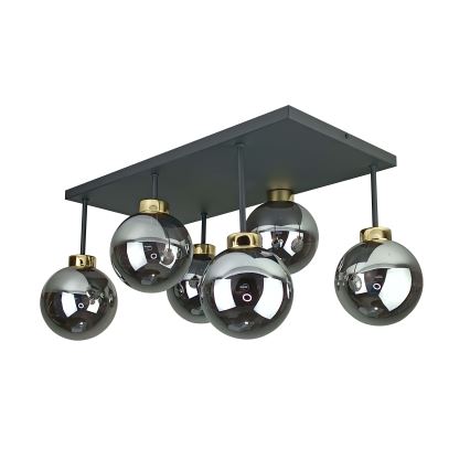 Nadgradni lestenec DEA 6xE14/60W/230V črna/zlata/dimna črna