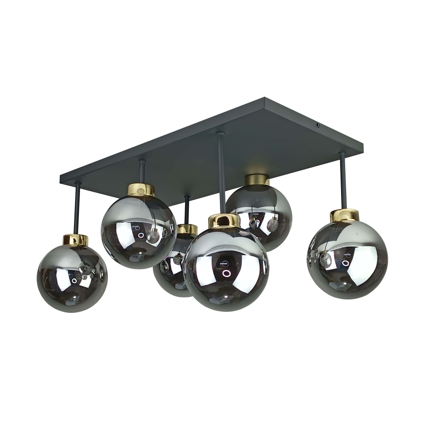 Nadgradni lestenec DEA 6xE14/60W/230V črna/zlata/dimna črna