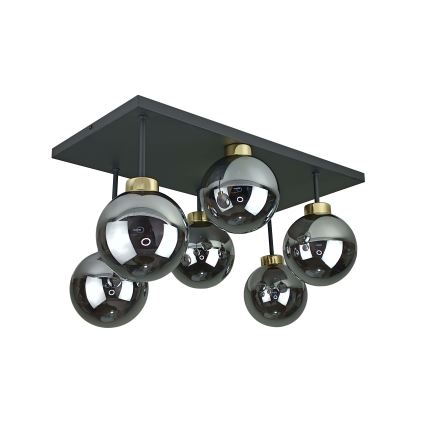 Nadgradni lestenec DEA 6xE14/60W/230V črna/zlata/dimna črna