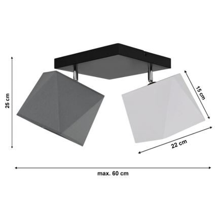 Nadgradni lestenec DIAMENT 2xE27/60W/230V belo-siv