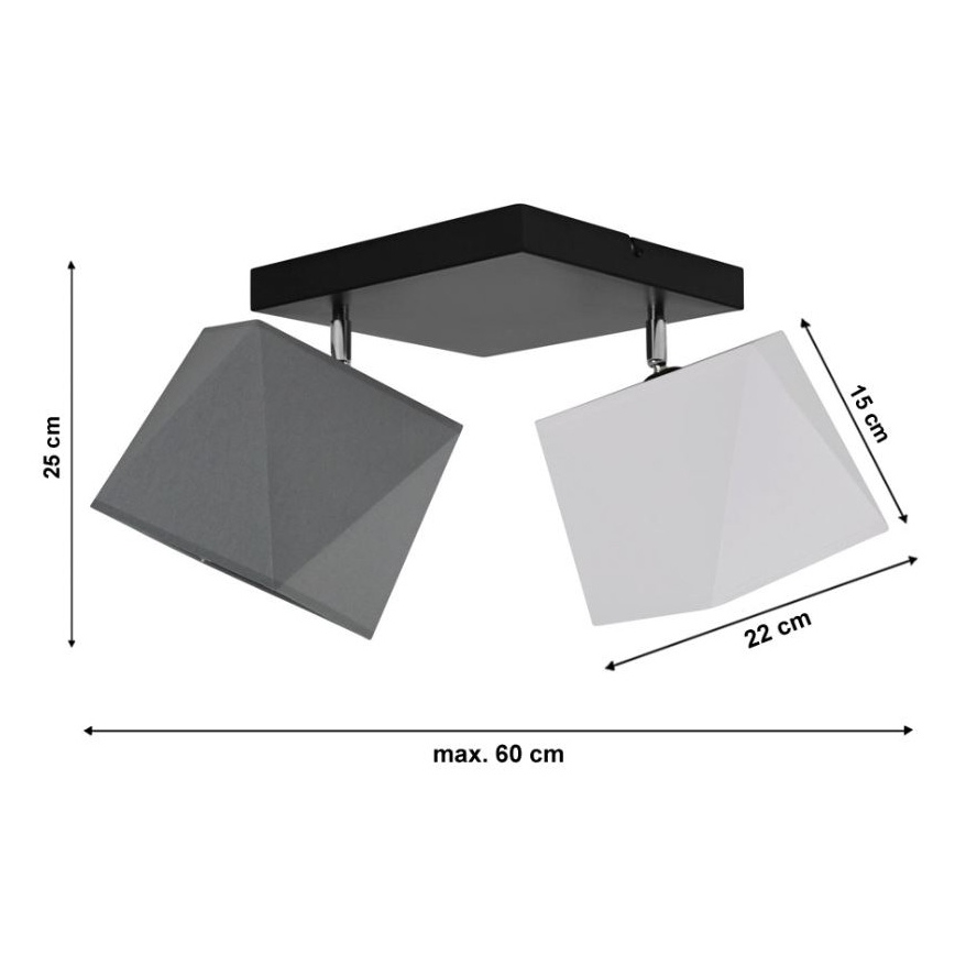 Nadgradni lestenec DIAMENT 2xE27/60W/230V belo-siv