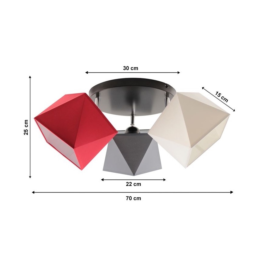 Nadgradni lestenec DIAMENT 3xE27/60W/230V